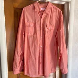 Orange and white Button-Up Shirt